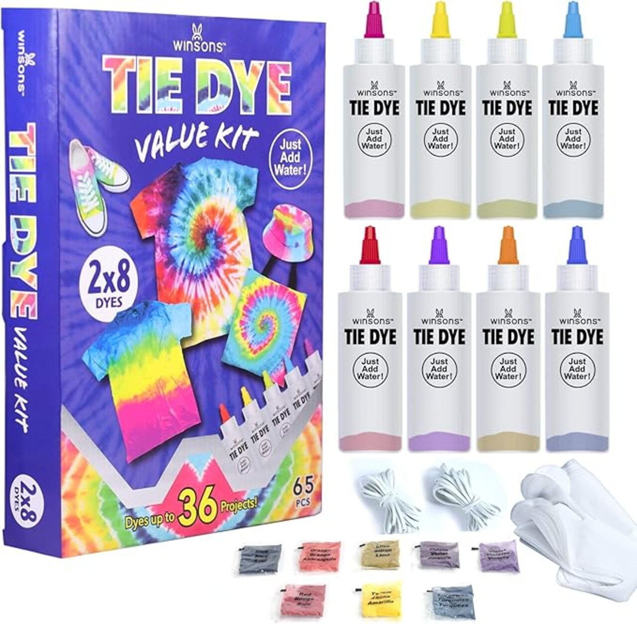 Tie-Dye Kit with 8 Non-Toxic Colors Permanent Fabric Dye Art Set for Kids and Adults, Perfect for Homemade Parties, Creative Group Activities, and DIY Gifts